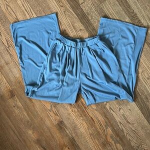 Cider Oversized Ribbed Wide Leg Pants in Blue Sz S
